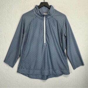 Vineyard Vines Women's XL Blue Stretch Gingham Printed Stretch 1/2 Zip